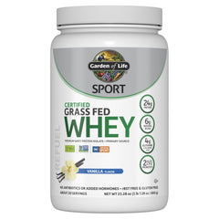 Garden of Life envase frontal vainilla mostrando certificaciones y beneficios