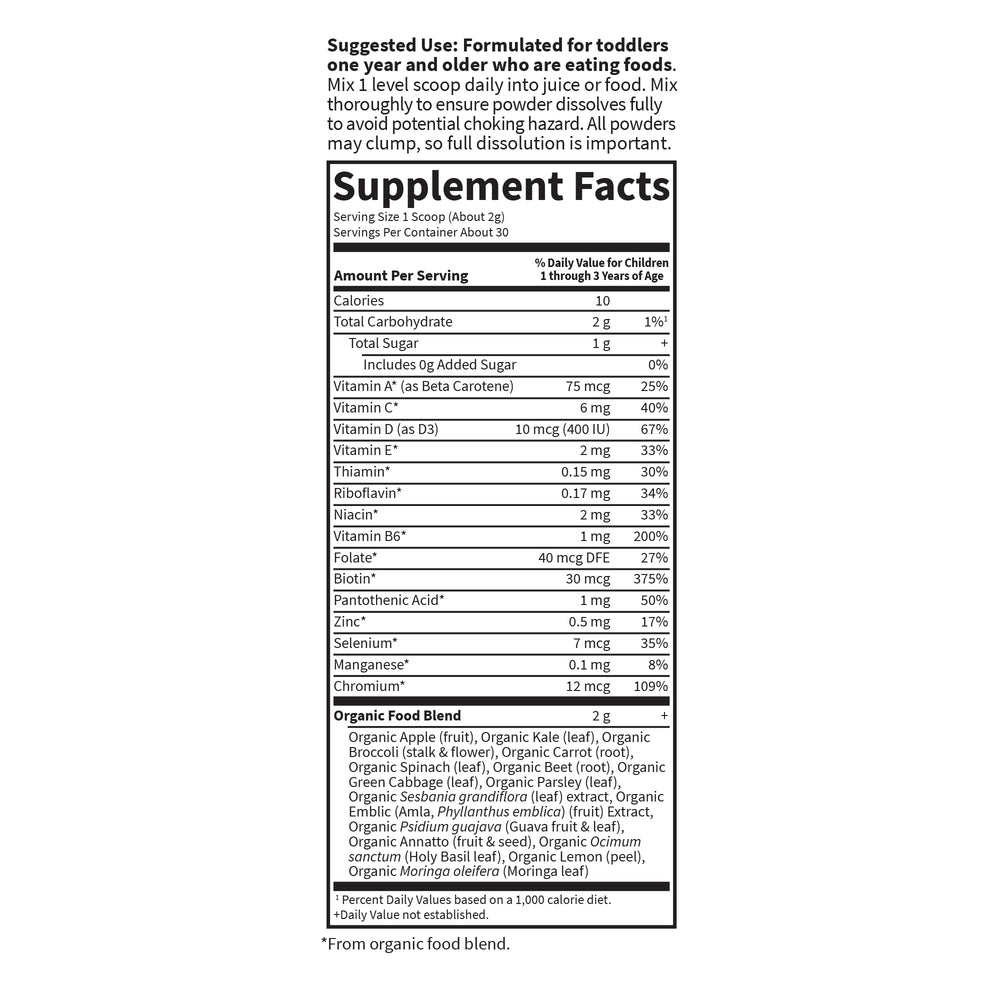 Etiqueta Garden of Life con lista de ingredientes orgánicos verificados