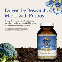 Garden of Life frasco junto a platos diversos demostrando compatibilidad alimentaria