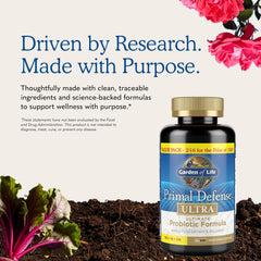 Garden of Life etiqueta nutricional enfocada mostrando cepas y cantidad CFU