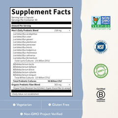 Garden of Life polvo de prebiótico cerca para enfatizar ingredientes integrales
