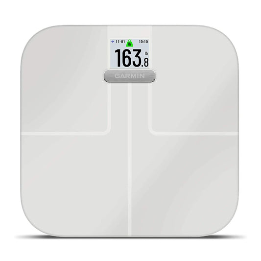 Garmin Index S2 frontal mostrando pantalla a color para lecturas claras