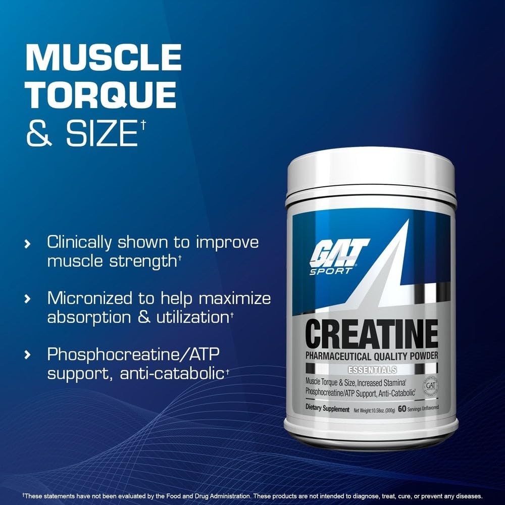 GAT SPORT creatina mezclada en vaso demostrando rápida disolución