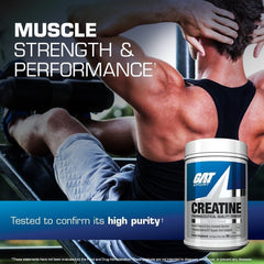 GAT SPORT deportista usando creatina en gimnasio para energía rápida