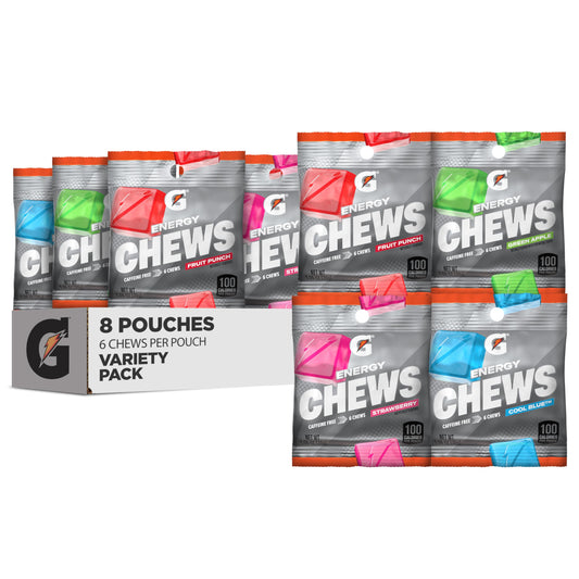 Gatorade empaque frontal del pack de 8 sobres mostrando variedad de sabores y conveniencia