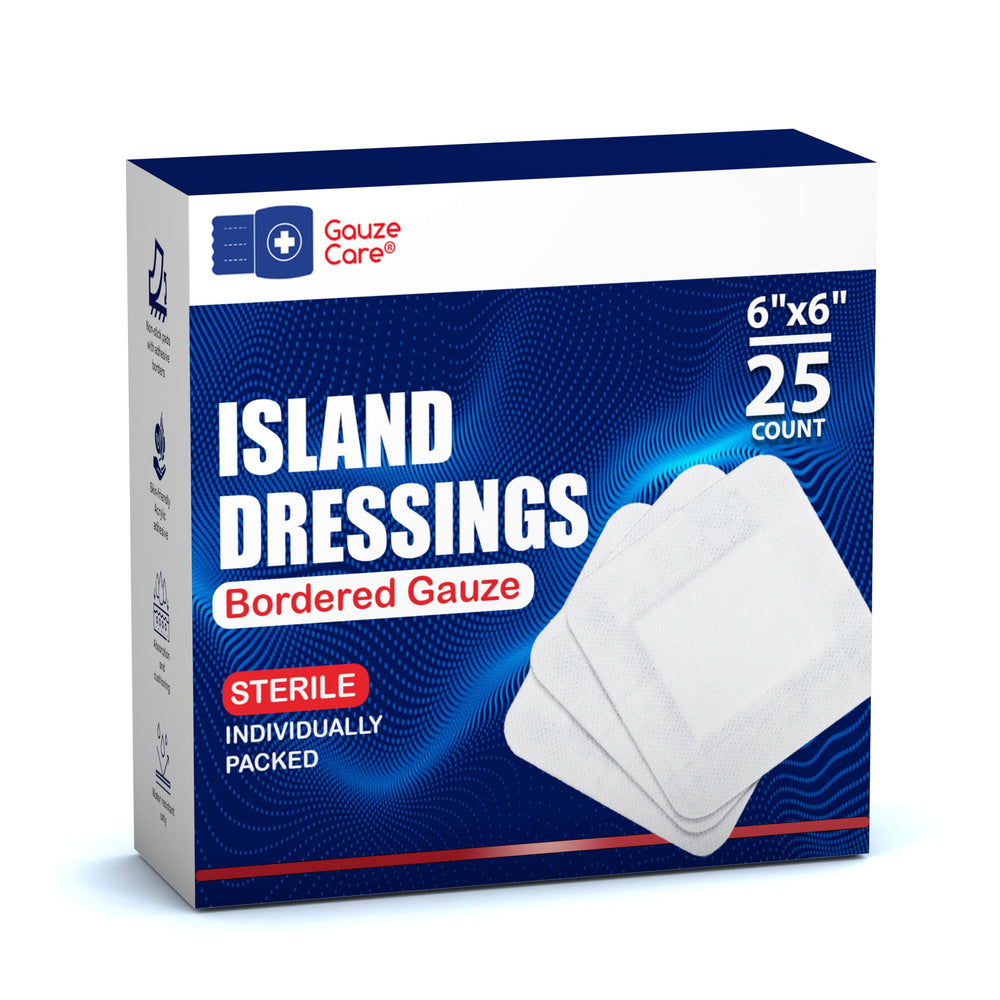 Gauze Care empaque frontal mostrando 25 unidades y sello estéril