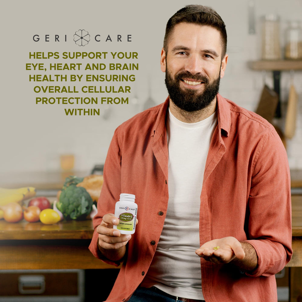 GeriCare etiqueta con ingredientes y potencia d-alpha-tocoferol legible