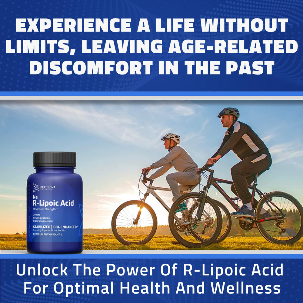 Cápsulas de Geronova Research R-Lipoico bio-mejorado en la palma de la mano