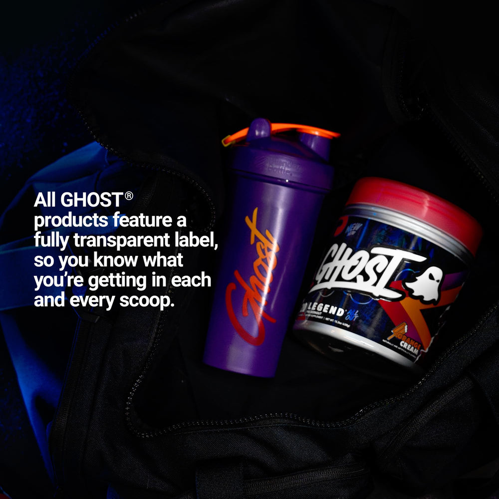GHOST frasco junto a objetos para comparar tamaño y porciones disponibles