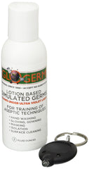 GLO GERM frente del kit mostrando el envase y la luz para demostraciones educativas