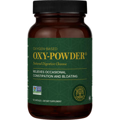 Global Healing Center Oxy Powder frasco frontal mostrando presentación y uso