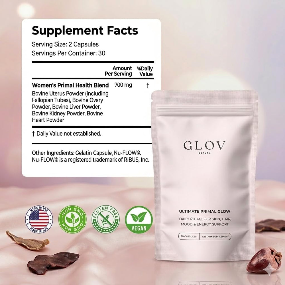 Glov Beauty cápsulas distribuidas que muestran tamaño fácil de tragar y utilidad diaria