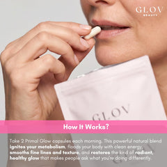 Glov Beauty envase sostenido en mano para comparar escala y dosificación visual