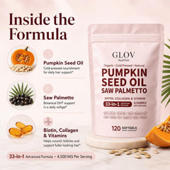 Glov Organic cápsulas en mano para comparar tamaño y dosificación
