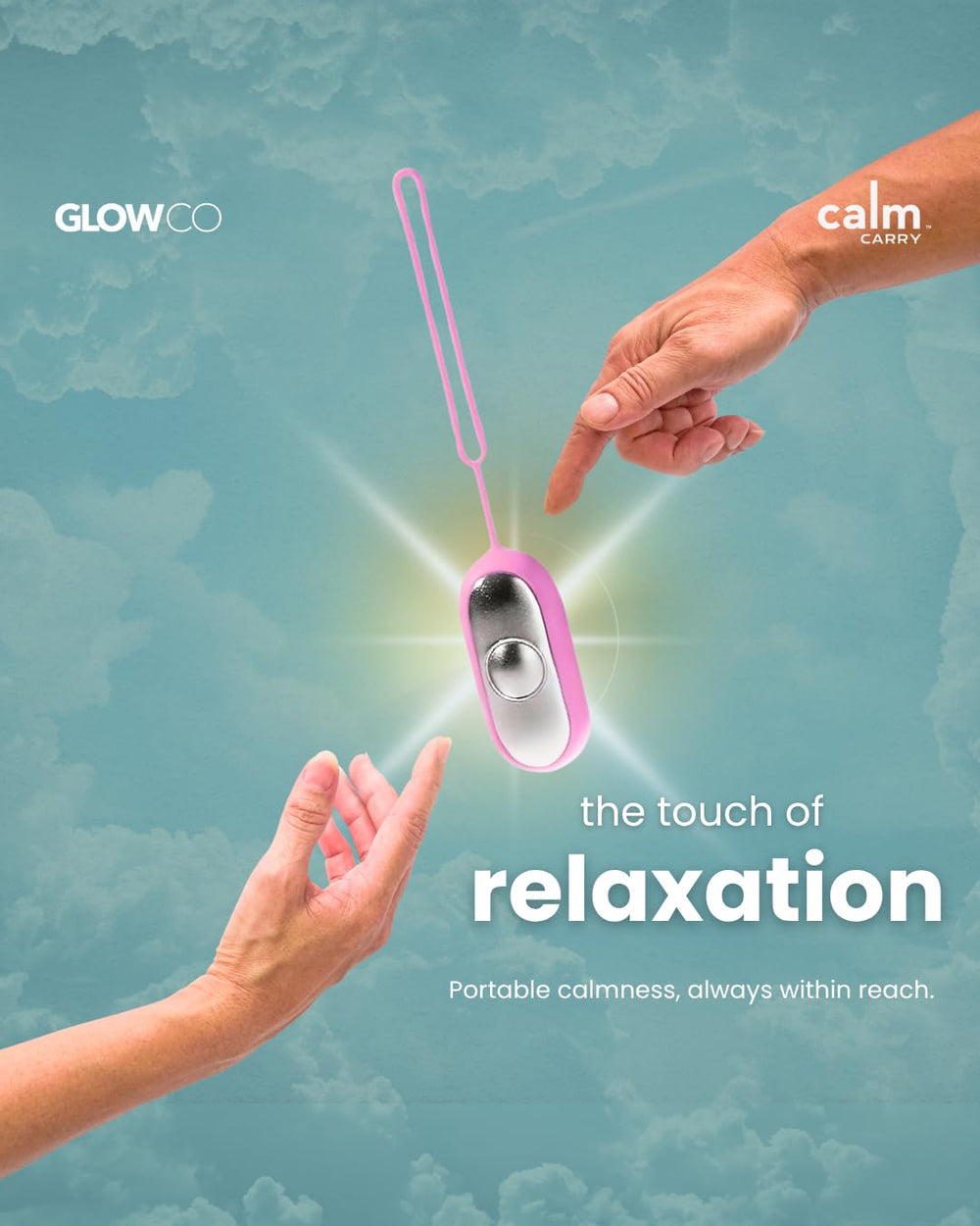 Glowco CalmCarry sobre mesita nocturna promoviendo rutinas de descanso