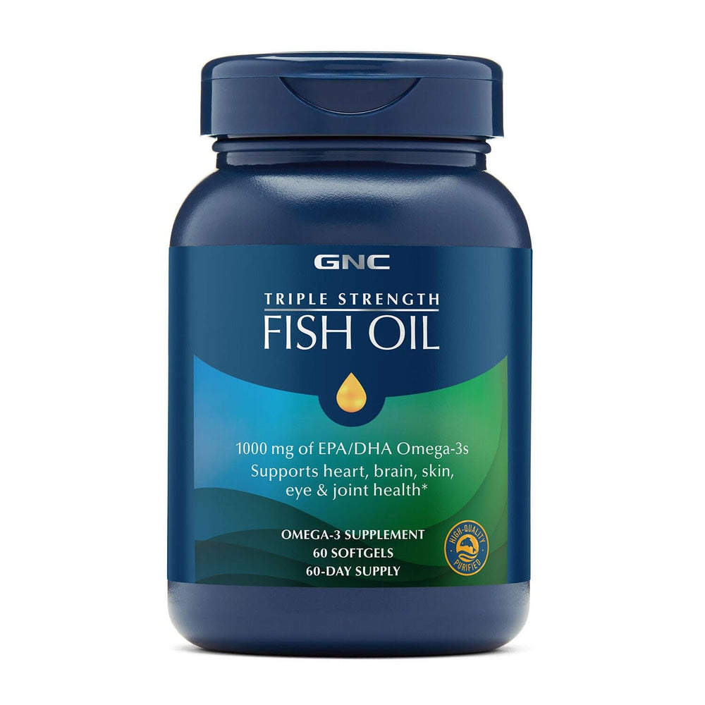 Botella de GNC Aceite de Pescado Triple Fuerza para uso diario.