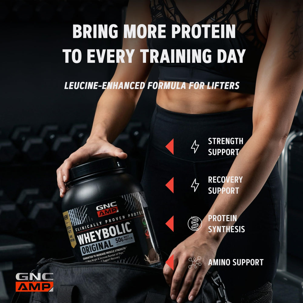 GNC batido preparado en vaso listo para consumo tras el entrenamiento