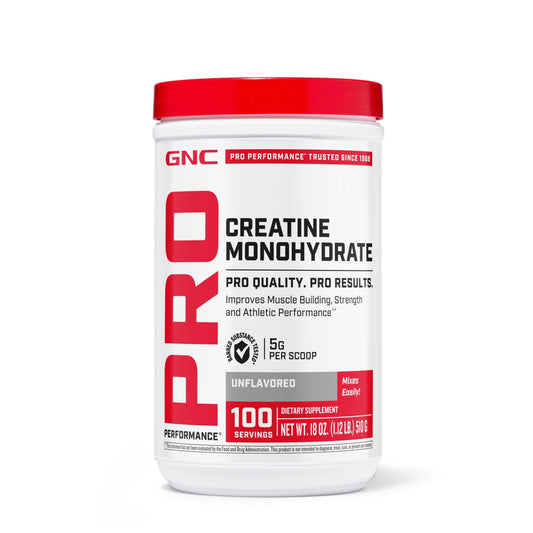 GNC creatine monohydrate envase frontal mostrando etiqueta y tamaño