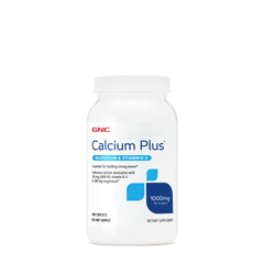 GNC envase frontal de Calcium Plus Magnesium & Vitamin D‑3 mostrando beneficios