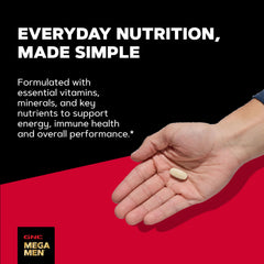 GNC Mega Men One Daily capleta en mano para comparar escala y facilidad de uso