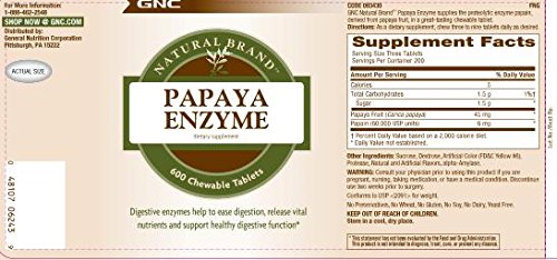 GNC Papaya Enzyme junto a un plato de comida proteica, apoyo digestivo tras comidas