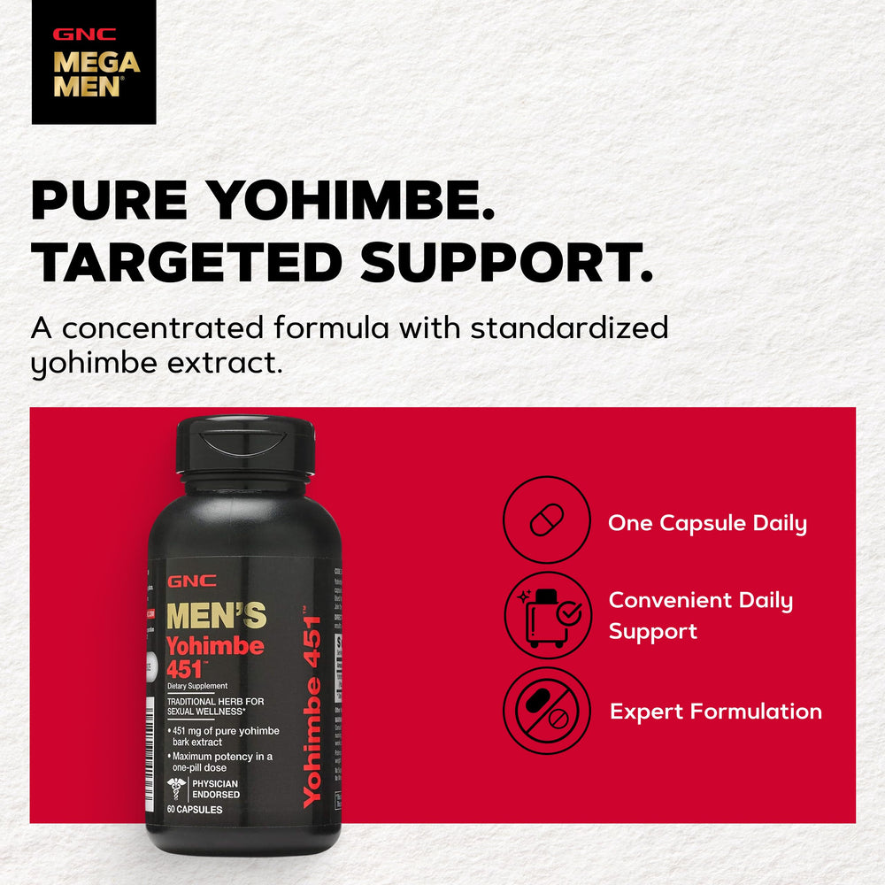 Etiqueta GNC Yohimbe con información clara y lista de ingredientes