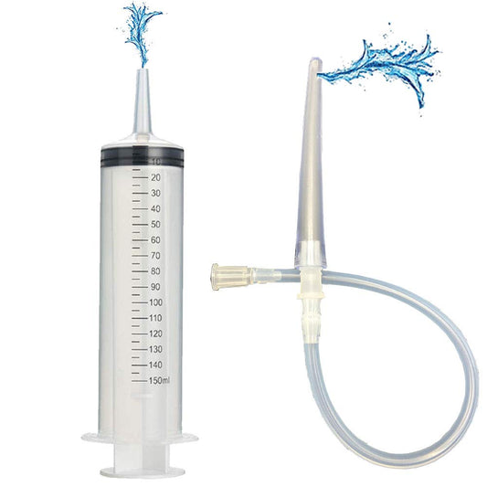 GNEGKLEAN vista frontal de la jeringa 150ml con control visible