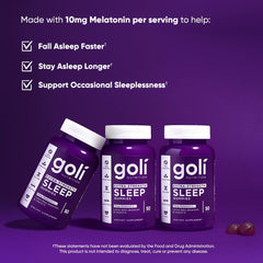 Goli etiqueta nutricional mostrando 10 mg de melatonina por unidad