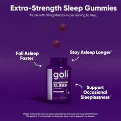Goli gominolas sueño 10 mg melatonina sabor cítrico para rutina nocturna.