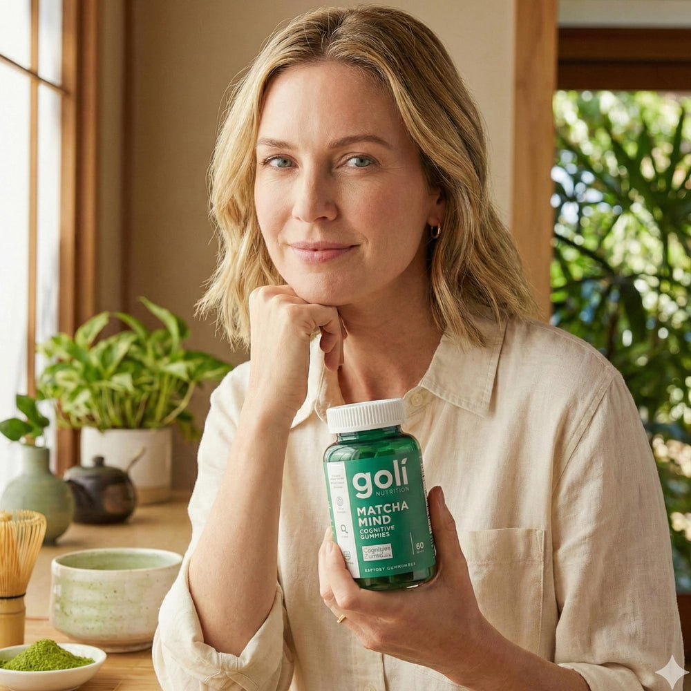 Goli Matcha Mind Gummies sin gluten para personas sensibles.