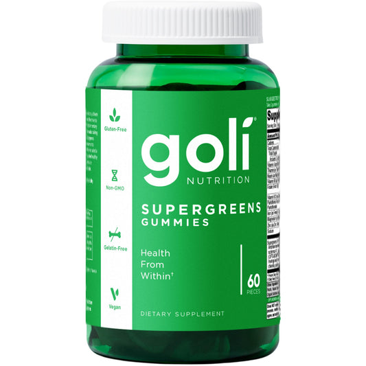 Goli Supergreens gomitas frente, snack delicioso para incorporar vegetales diariamente.
