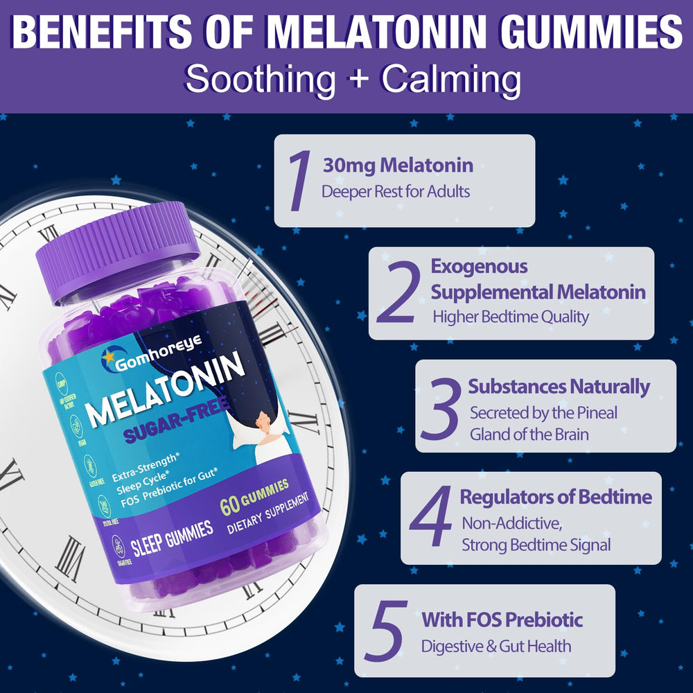 Gomhoreye melatonina 30 mg gomitas sabor agradable para dormir