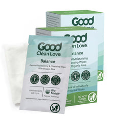 Good Clean Love frente del paquete mostrando diseño y portabilidad