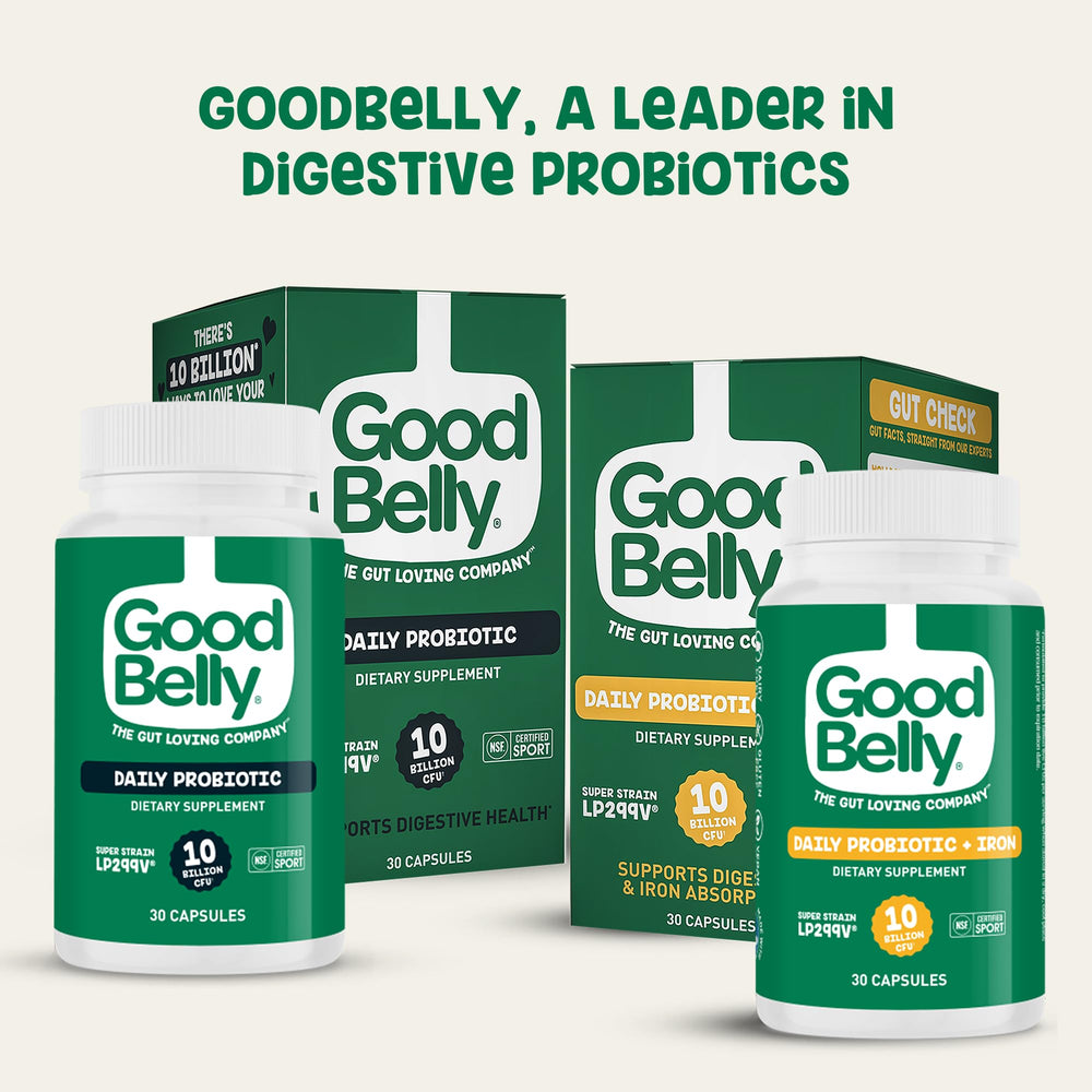 GoodBelly cápsulas en mesa de desayuno para incorporar a rutina