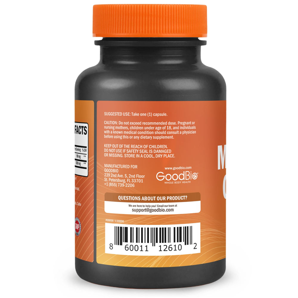 GOODBIO cápsula junto a moneda para comparar tamaño y portabilidad