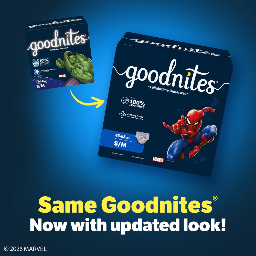 GoodNites vista lateral que muestra grosor del absorbente para confianza