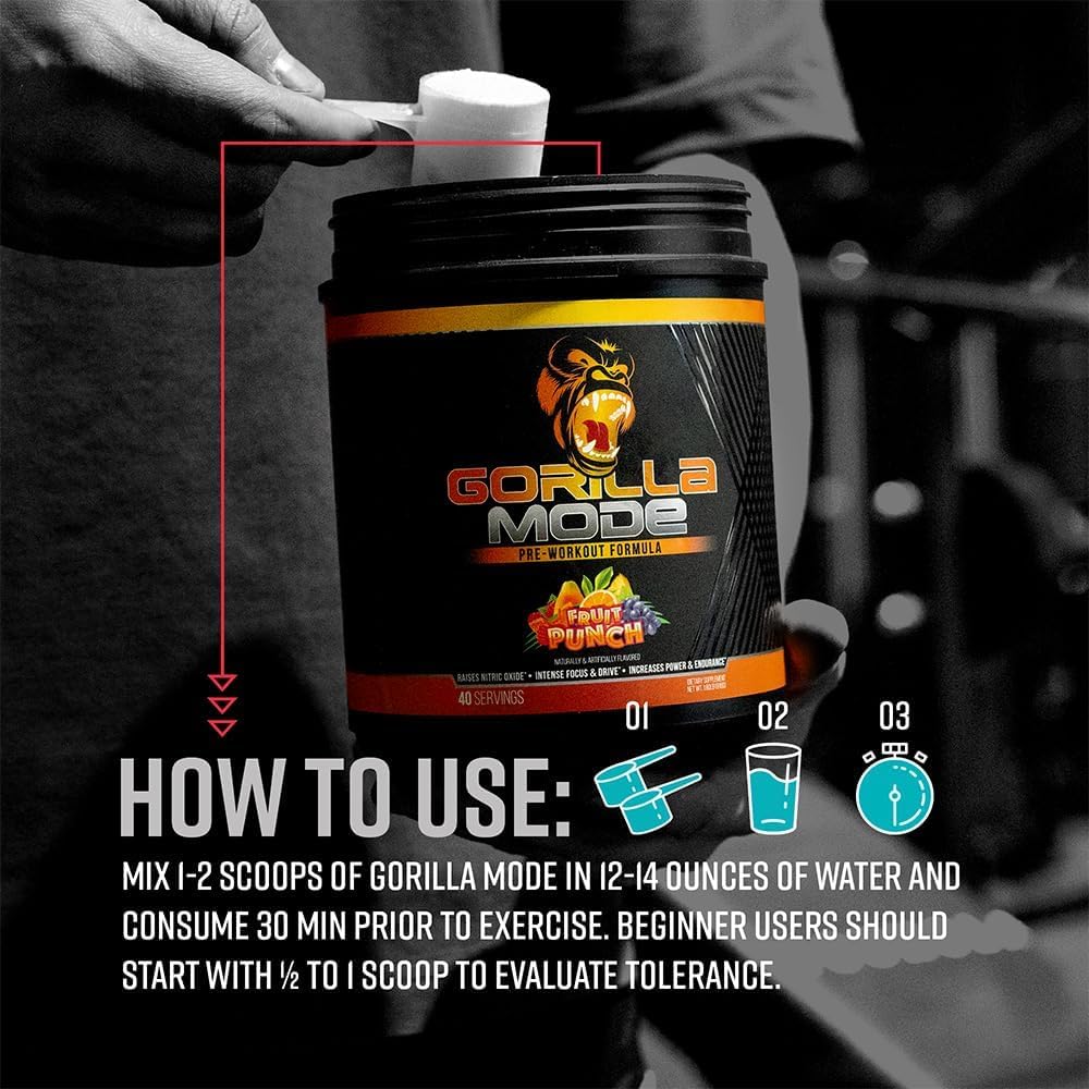 Gorilla Mind cuchara y bote para comparar tamaño porción y duración del envase