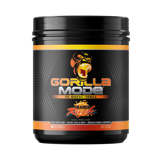 Gorilla Mind Gorilla Mode frente del tarro mostrando etiqueta y tamaño, inspira confianza