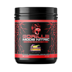 Gorilla Mind Gorilla Mode Nitric envase frontal mostrando etiqueta y sabor BlackBerry Lemonade