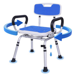 Gozuna silla de ducha frontal mostrando diseño estable y cómodo