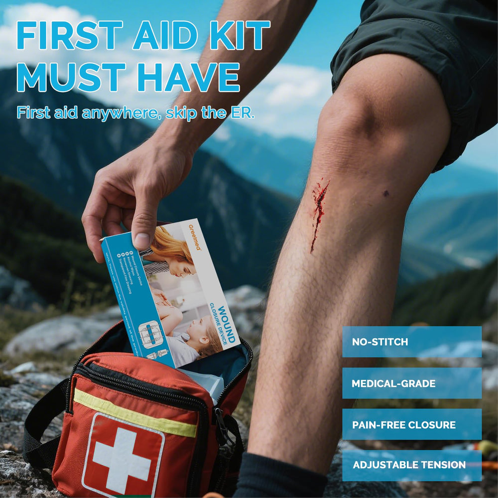 Greetmed uso en senderismo protegiendo corte durante actividad al aire libre