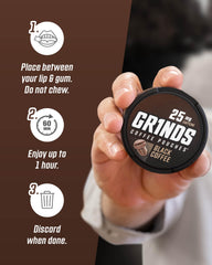 GRINDS pouch en mano para comparar tamaño y conveniencia