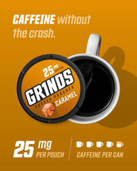 GRINDS pouch en mano durante jornada laboral para energía rápida