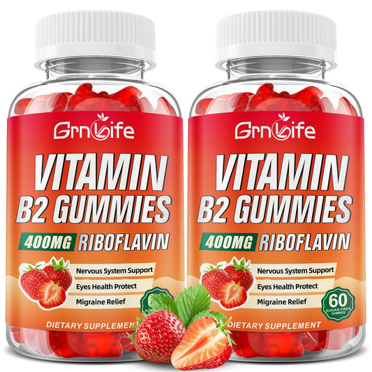 GrnLife B2 Gummies en botella doble, para energía diaria.