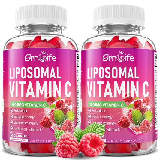 Gomitas GrnLife Vitamina C 1000mg sin azúcar, sabor frambuesa, empaque doble