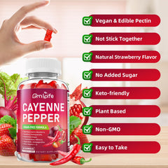 GrnLife close-up de gomita con remolacha y cayena destacando ingredientes botánicos