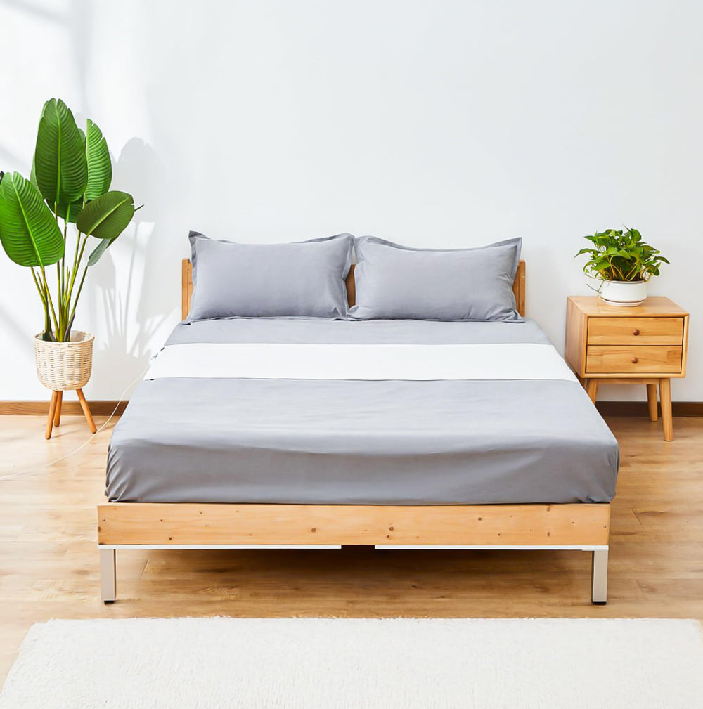 GroundingWell vista frontal de la sábana lista para cama, comodidad natural