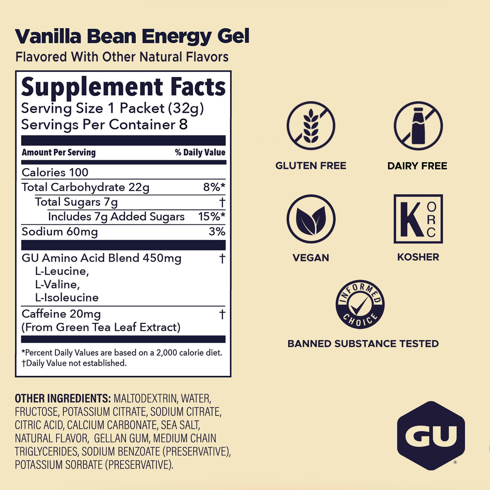 GU Energy gel sobre abierto contenido listo para usar durante ejercicio