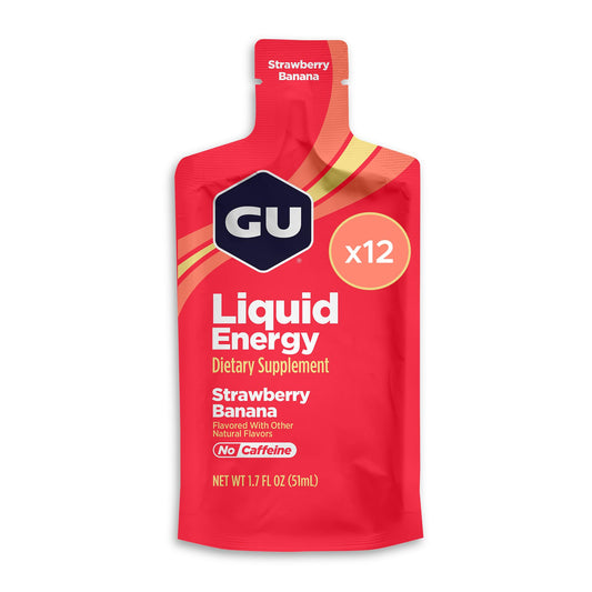GU Energy frente del envase con sobres y beneficio de energía portátil