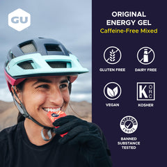 GU Energy sobre abierto con gel, listo para consumir durante ejercicio